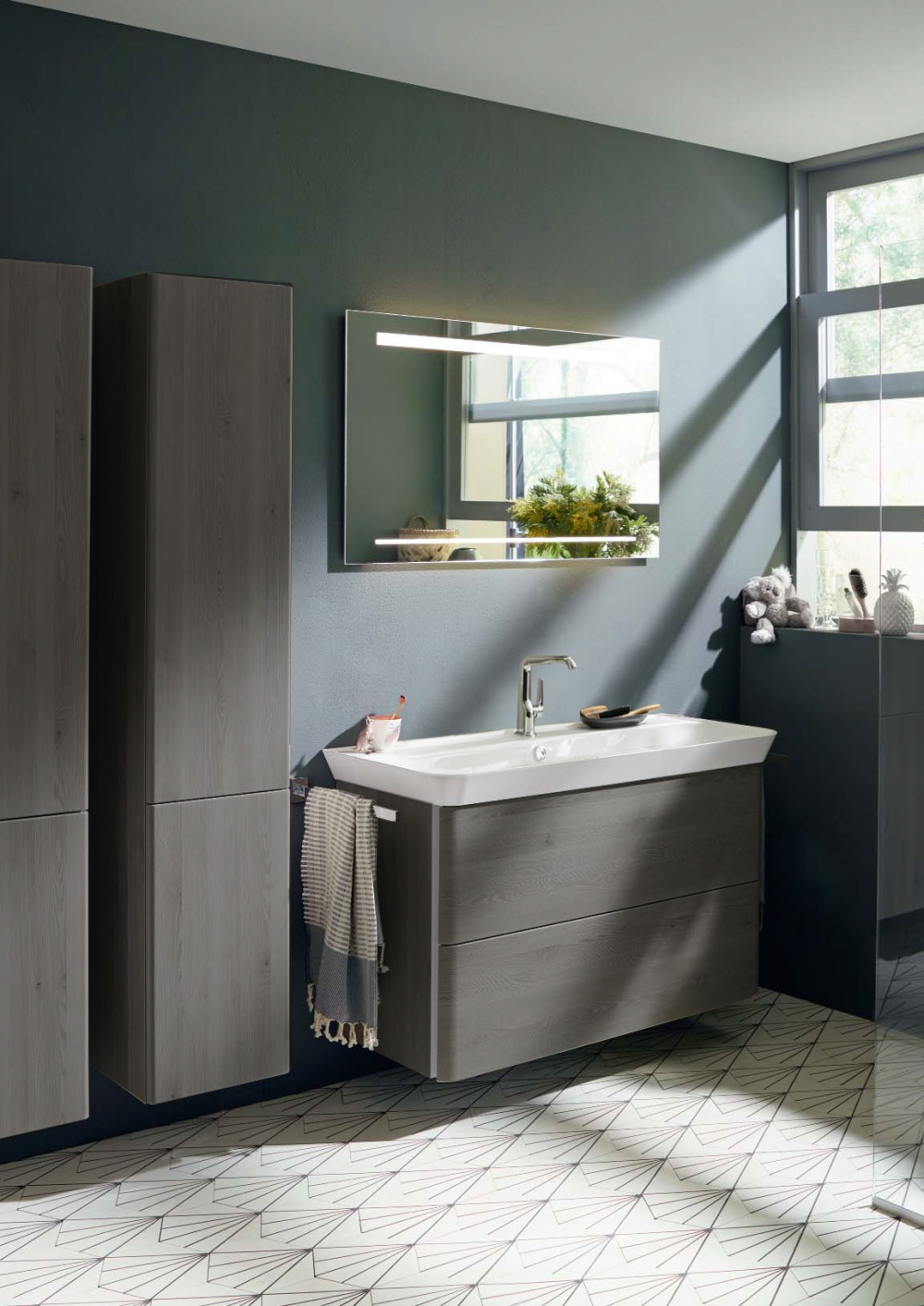 Фото Burgbad Iveo Комплект мебели с раковиной 1000 мм, цвет фланелевый дубовый