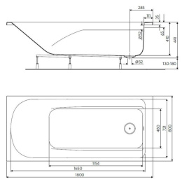 Акриловая ванна 180x80 KOLO (XWP1481000), прямоугольная