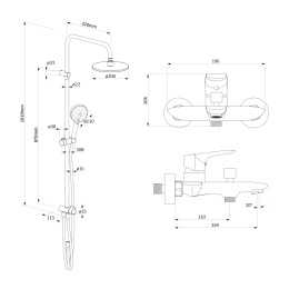 Душевая система со смесителем Damixa Palace Grand (408611400) хром