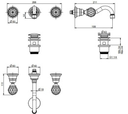 Смеситель для раковины F5081L/5CCR FIMA Carlo Frattini Elizabeth Chic