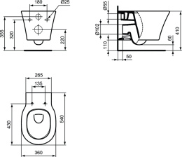 Инсталляция Ideal Standard Prosys с унитазом Connect Air AquaBlade®, P212101, сиденье микролифт, ком