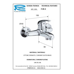 Смеситель Remer для ванны короткий нос RR F05 2 35mm