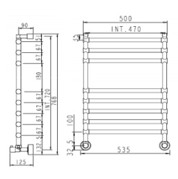 Фото Полотенцесушитель водяной Margaroli Sole 464-8м 4644708CRN, высота 76.8 см, ширина 53.5 см, хром