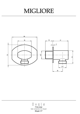 Migliore  20156 Штуцер душевой, 1/2"x1/2", хром