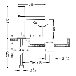 Фото Смеситель для умывальника Tres Project 21110302NMD