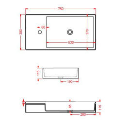 Раковина накладная 75 см ArtCeram Scalino (SCL004 16 00) синий