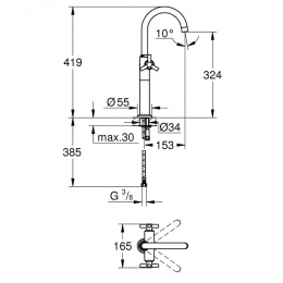 Grohe Atrio 21044000 Смеситель для раковины, корпус высокий