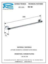Фото Remer 900 NV30CR Держатель для полотенца 600 мм (хром)