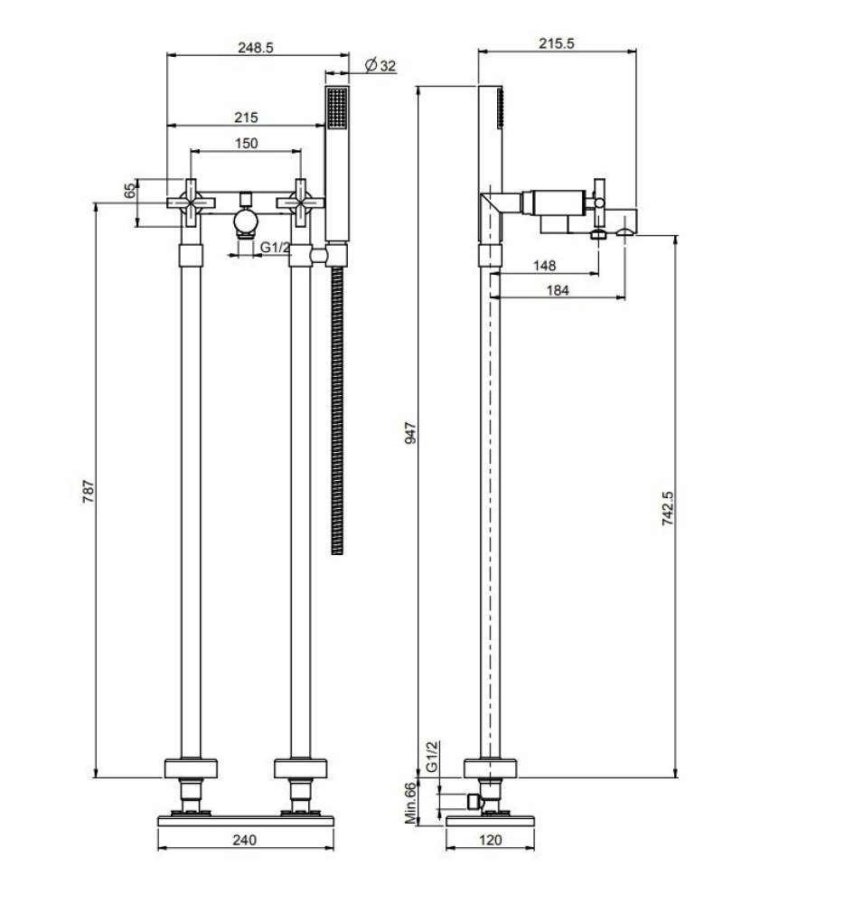 Carlo Frattini Maxima F5304/4CR Напольный смеситель для ванны