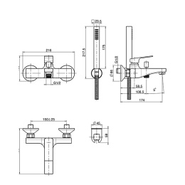 Фото Смеситель Fima Carlo Frattini Fit F3384CR для ванны с душем, хром