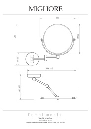 Фото Migliore Зеркало оптическое на шарнирах d18хh25x42 см. (3X), золото 21983