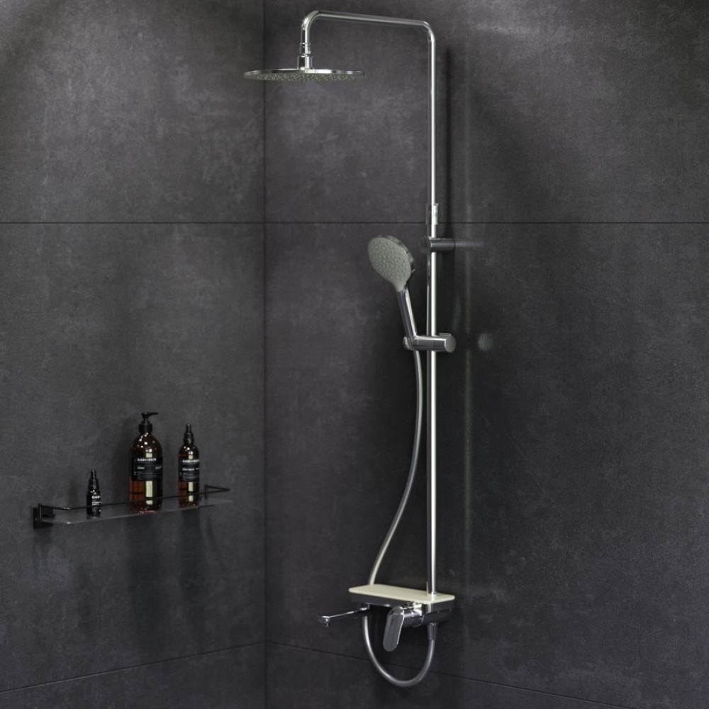 Фото Душевая система AM.PM Like F0780700 стойка с тропическим душем, смесителем, изливом, хром