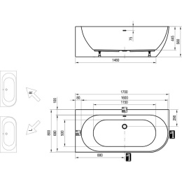 Акриловая ванна 170x80 Ravak (XC00100043)