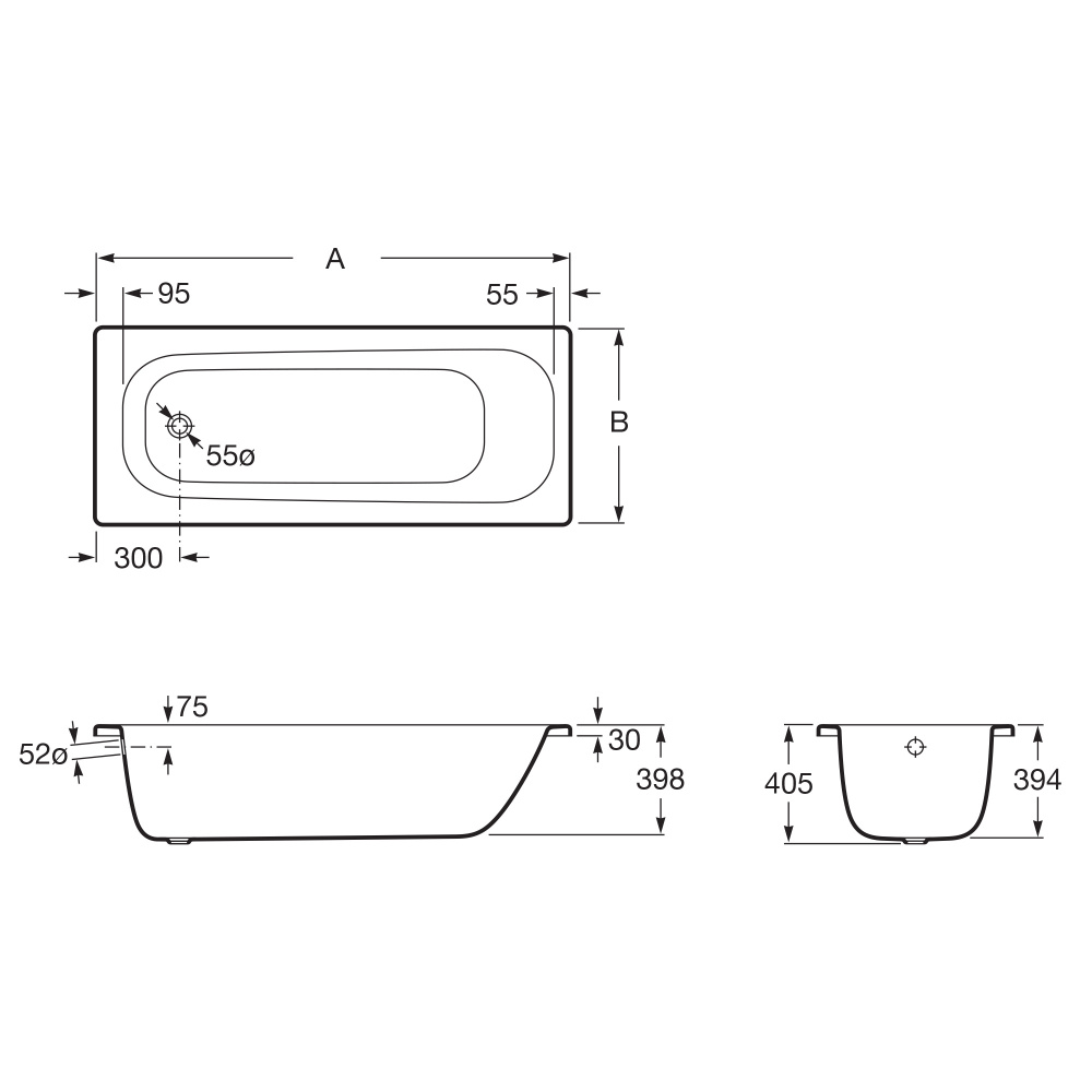 Ванна 160х70 Roca Contesa Plus (237360000) белый