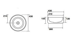 Фото Kerasan F10 460489 Раковина накладная D43 см, H 16 см, без отверстия под смеситель, цвет Ferro matt