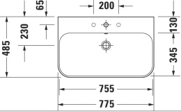 Умывальник 77,5 см Duravit Happy D.2 Plus HP4637O7171, дерево