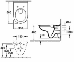 Инсталляция Tece с безободковым унитазом Villeroy&Boch O.novo 5660 HR01, сиденье микролифт