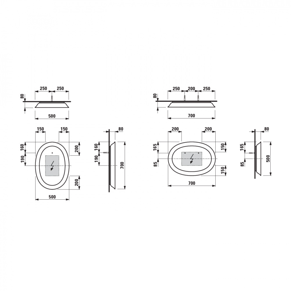 Зеркало Laufen The New Classic 4.0607.0.085.000.1, с Led - подсветкой , 50 х 70 х 8 см
