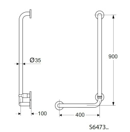 Фото Угловой опорный поручень S6473MY Ideal Standard CONTOUR 21 (нерж.сталь)