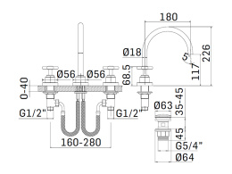 Фото Смеситель для раковины Mamoli Hipster 451800000051 на 3 отв.с донным клапаном, Chrome