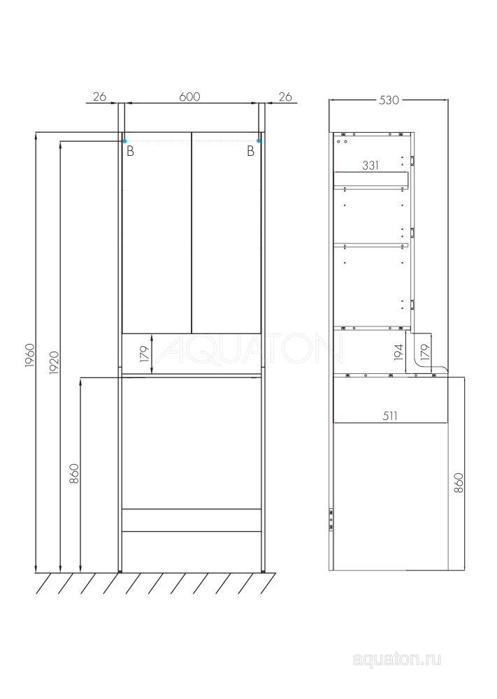 Фото Шкафчик Aquaton Лондри белый, для стиральной машины 1A260503LH010