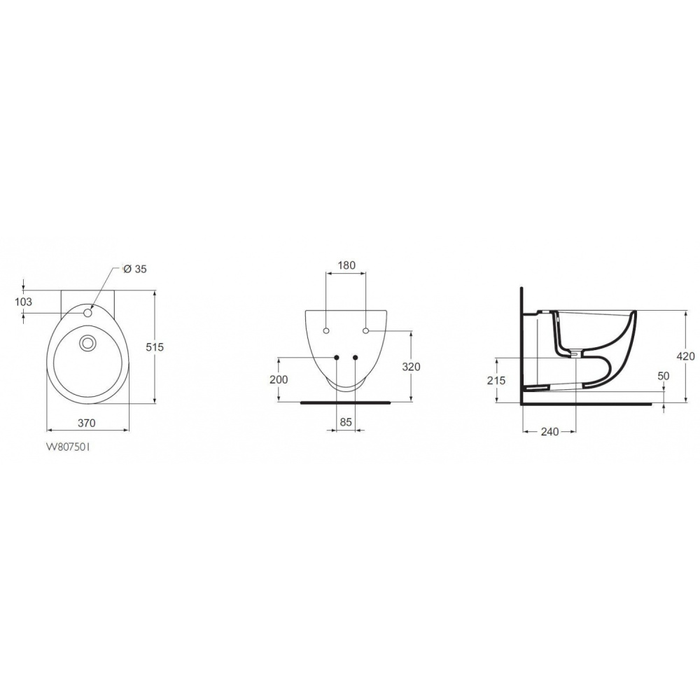 Ideal Standard Small+ W807501 Подвесное биде