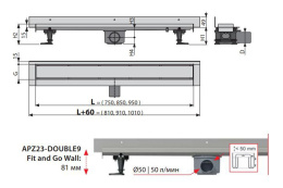 Душевой лоток AlcaPlast (APZ23-DOUBLE9-750) серый