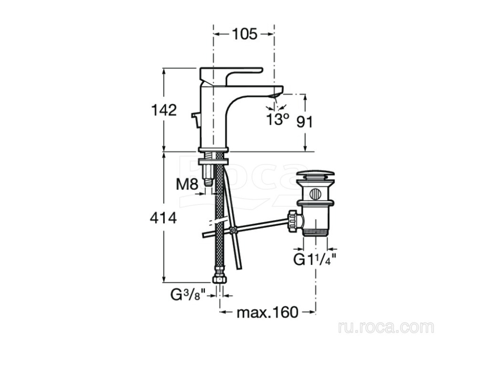 Смеситель для раковины Roca L20 (5A3I09C00) хром