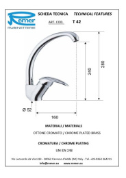 Фото Смеситель Remer для кухни RR T42