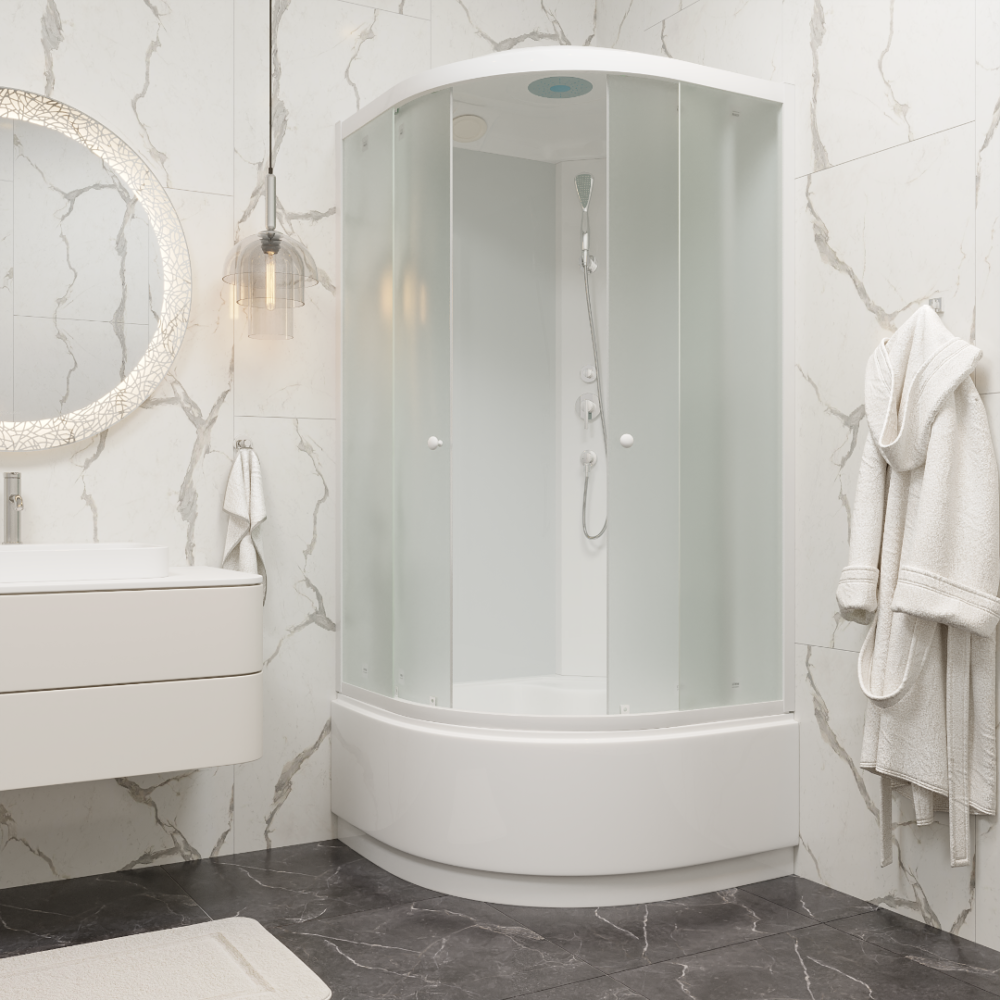 Фото Душевая кабина 100x100x215 Parly (EB1021) белый, Без гидромассажа, ABS-пластик, Поддон высокий