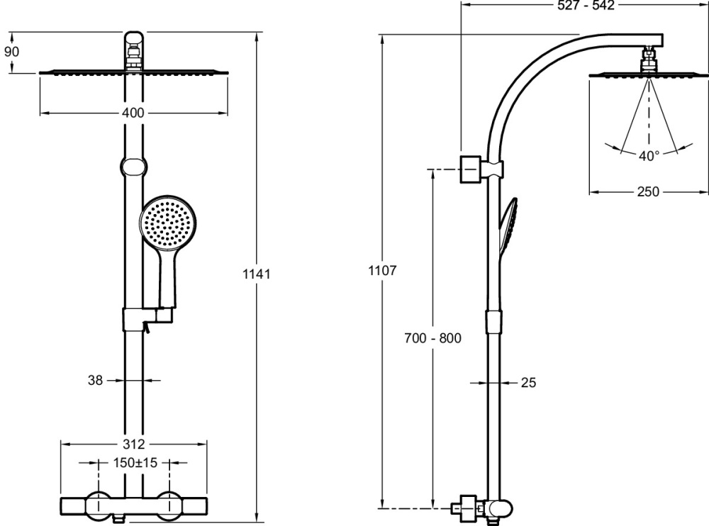 Фото Душевая колонна с термостатическим смесителем Jacob Delafon E20642-CP