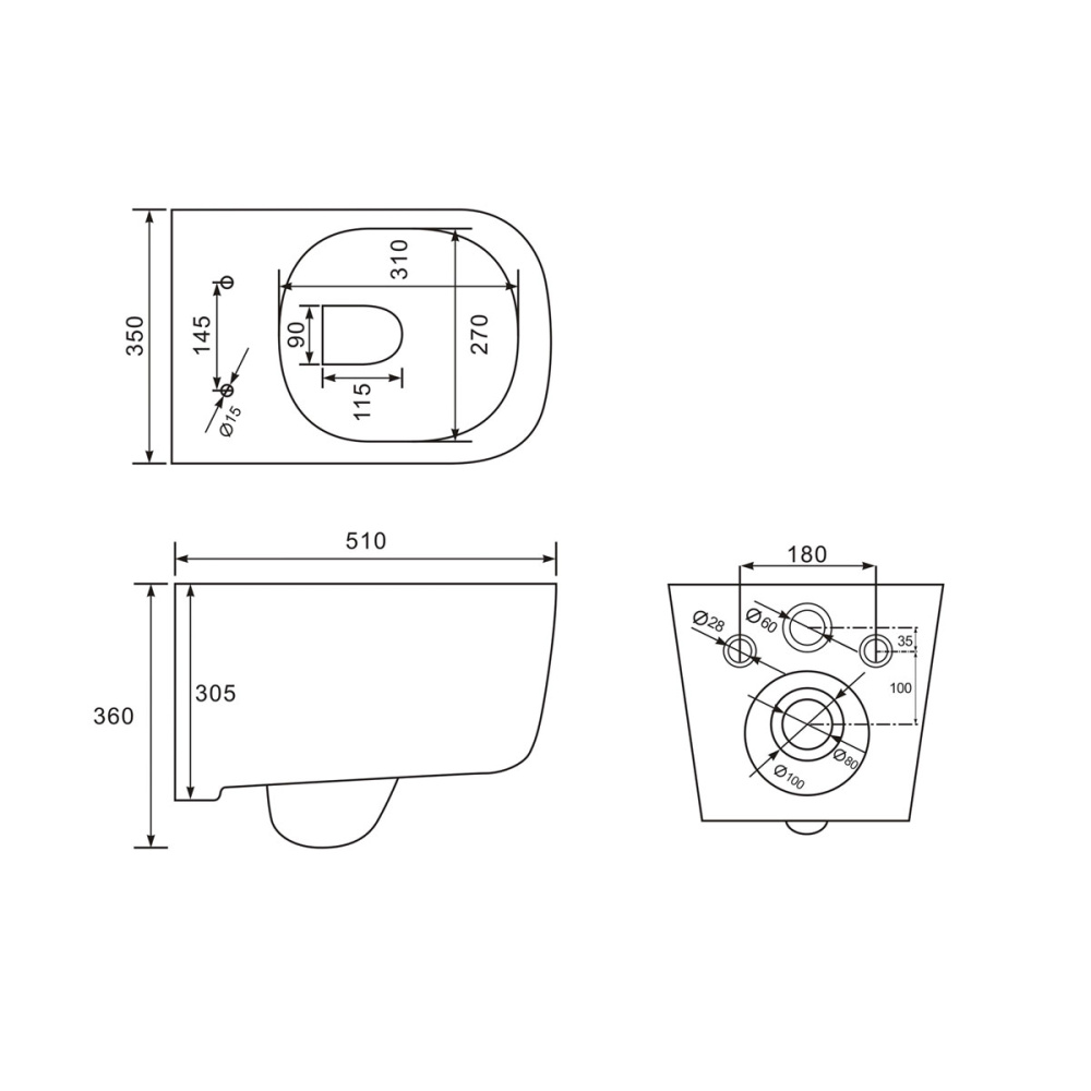 Унитаз подвесной Vincea Core (VT1-28) белый