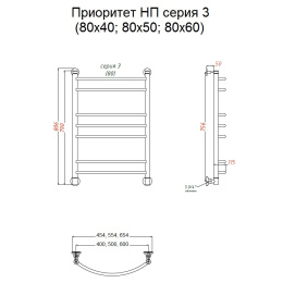Полотенцесушитель Тругор  Приоритет НП 3 80*50 (ЛЦ2) (Приоритет3/нп8050)