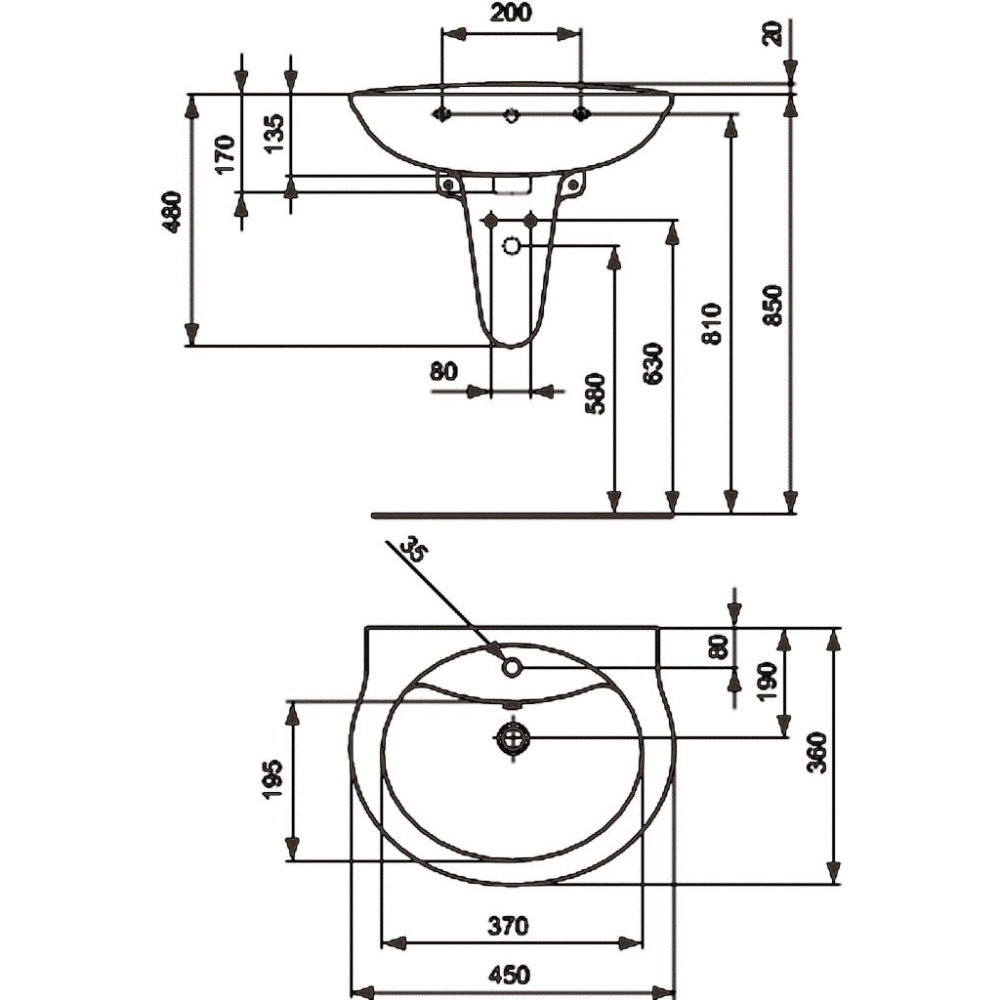 Ideal Standard San Remo E742001 раковина на 45 см