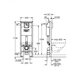 Grohe Rapid SL 38713001 Инсталляция для унитаза подвесного, узкая