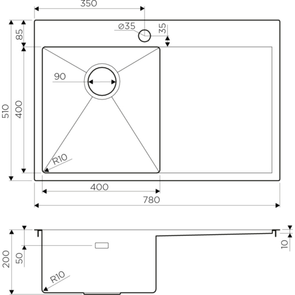 Кухонная мойка Omoikiri Akisame 78-IN-L (4973060) нержавеющая сталь