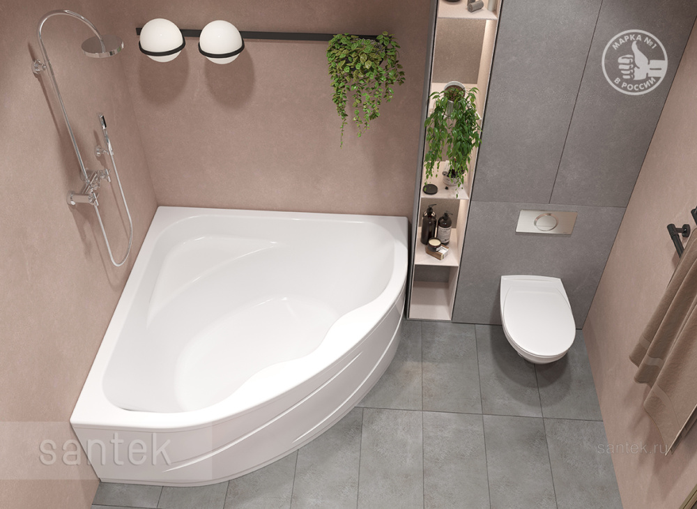 Акриловая ванна 140x140 Santek (1.WH30.2.402), симметричные