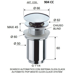 Донный клапан REMER (904CC114) хром