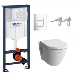 Инсталляция Grohe с безободковым унитазом Vitra S50 7740B003-0075 безободковый, сиденье микролифт Vi
