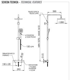 Фото Душевая система термостатическая Remer EQ32A8CPSD20
