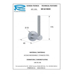 Фото Remer Minimal inox Mi62INOXCR Держатель для запасного рулона туалетной (матовая нержавеющая сталь)