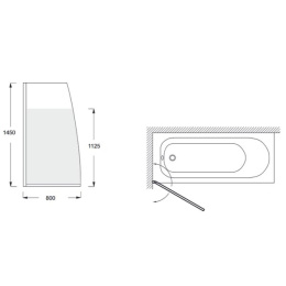 Шторка на ванну Jacob Delafon Serenity 145 x 80 см, матовое стекло, хром E4933-GA