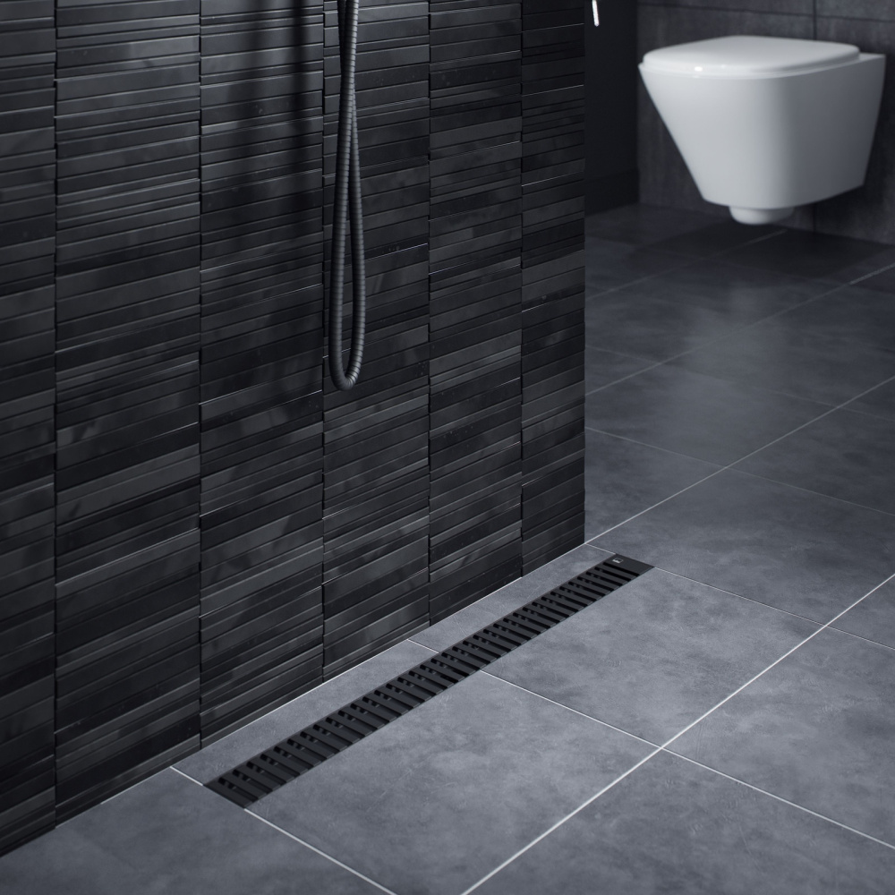 Фото Душевой лоток TIMO Drain System 900 DS230109/03 с вставкой "lines", Чёрный