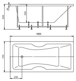 Акриловая ванна 150x75 Aquatek (FEN150-0000013)