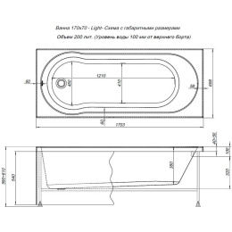 Акриловая ванна 170x70 Aquanet (00242509), прямоугольная