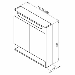 Зеркальный шкаф Ravak MC Classic II 60 X000001469 с подсветкой Белый глянцевый