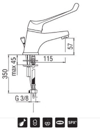Фото Nobili AS27118/2TDCR Локтевой смеситель для раковины (хром)