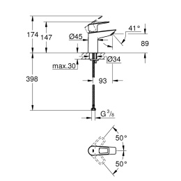 Смеситель для раковины Grohe BauLoop New 23337001 корпус маленький