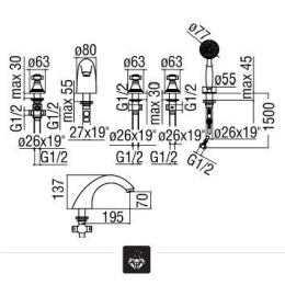 NOBILI Ritz AV00158/2CR_RI Смеситель для ванны (хром)