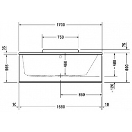 Акриловая ванна 170x75 Duravit (700297000000000), прямоугольная, Гидромассаж: нет